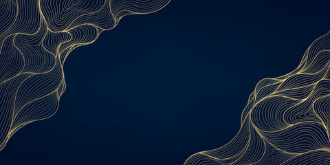 Wall Mural - vector line wave luxury pattern with space for text. clouds, water modern art. abstract line texture