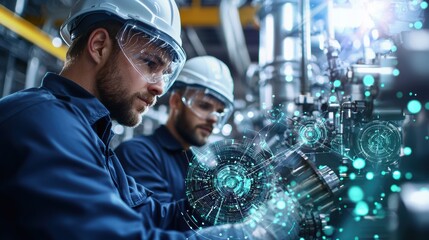 Poster - Engineers Working with Advanced Industrial Technology
