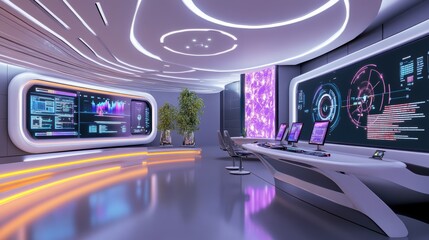 Poster - Modern Futuristic Control Room with High-Tech Features