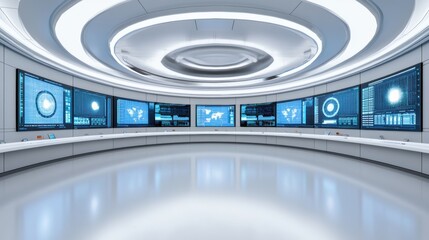 Poster - High-Tech Control Room with Modern Displays
