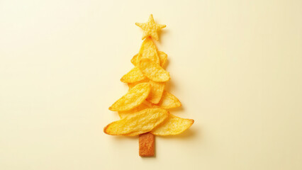 cute french fries christmas tree with copy space