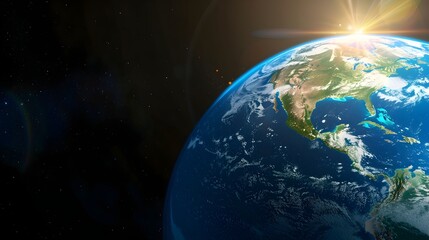 Wall Mural - stunning planet earth seen from space with vibrant continents and oceans illuminated by the sun