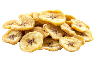 Poster - Pile of golden dried banana chips ,Isolated on transparent background