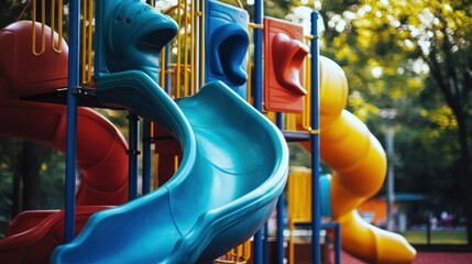 Colorful Playground Slide in a Park