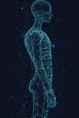 Poster - Abstract Digital Humanoid Silhouette A Futuristic Representation of Technology and Innovation