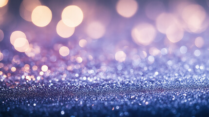 Poster - A shimmering display of soft bokeh lights against a sparkling surface at twilight, creating a tranquil and vibrant atmosphere