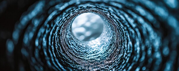 Poster - A mesmerizing view from the inside of a spiral, revealing light at the end of a textured tunnel.