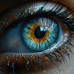 Poster - Close Up of a Blue Eye: Intricate Detail and Vivid Color