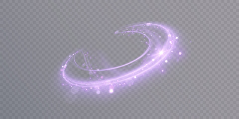 Fototapete - Shiny purple glowing sparkling spiral with magical vector effect of magical sparkling dust particles. Glow effect for game interface design.
