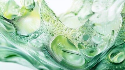 Poster - A green liquid with bubbles and a splash of water