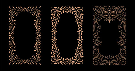 Aufkleber - Vector minimal geometric linear border and logo design templates with copy space for text, abstract aesthetic linear compositions, prints, frames and graphic design elements for packaging
