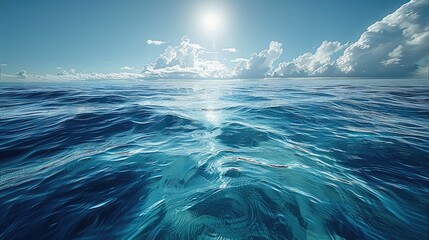Poster - Deep blue ocean and sun rays filtering through.