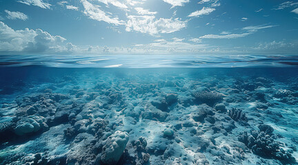 Poster - Deep blue ocean and sun rays filtering through.