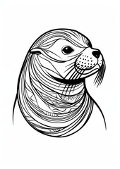 Canvas Print - Seal rat illustrated drawing.