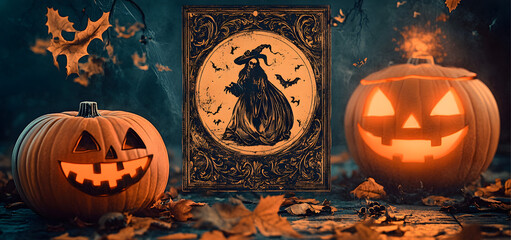 Wall Mural - Collection of vintage background halloween