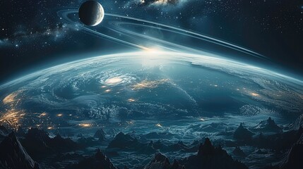 Aufkleber - Alien planet floating in outer space.