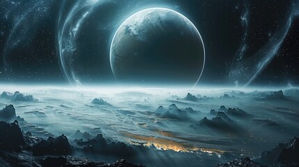 Aufkleber - Alien planet floating in outer space.