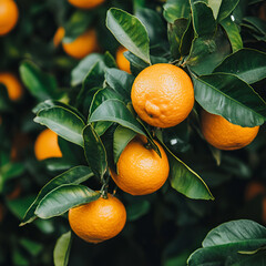 Beautiful ripe and fresh mandarins on a mandarin tree in winter, in Adelaide, South Australia