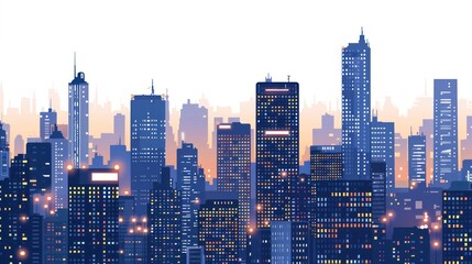  Skyscrapers cityscape architecture illustration.