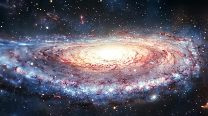 Wall Mural - a spiral galaxy with bright stars and swirling clouds of gas and dust
