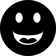 Wall Mural - Black and white smiley face icon with white eyes and a smile.