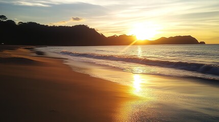 Canvas Print - Sunrise over beach beauty photo 