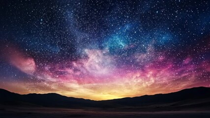 Wall Mural - a breathtaking view of the night sky, filled with countless stars and a vibrant, colorful milky way,