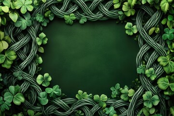 st patricks day celtic knot border, get a saint patricks day digital background with intricate celtic knots border in shades of green, perfect for adding tradition to your designs