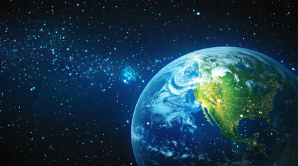 Abstract technical information field background design featuring Earth. Vector illustration