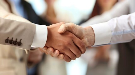 a group of business people shaking hands, symbolizing cooperation and partnership