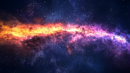Wall Mural - a vibrant galaxy swirls through the vastness of space, its fiery colors illuminating the dark expans