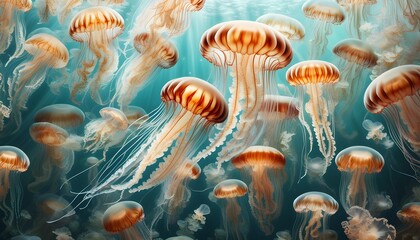 Wall Mural - Inverted Serenity: The Cassiopea Jellyfish Resting Elegantly on the Seafloor