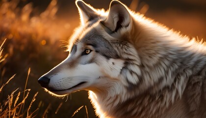 Wall Mural - Majestic white northern wolf with piercing eyes and snowy fur