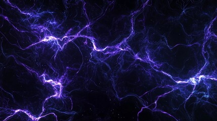 Poster - Flowing electric plasma energy field on dark background, vibrant blue and purple hues loop, modern design evoking mystery and magic, perfect for science and technology projects