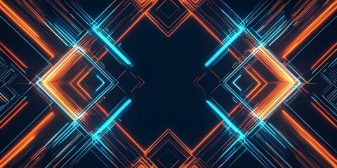 Poster - Vibrant blue and orange glowing lines create a futuristic design on a dark backdrop, hinting at creativity and modernity