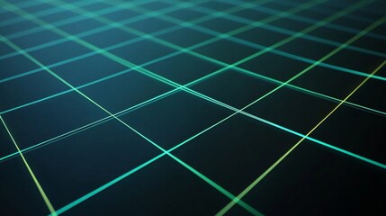 Poster - Mesmerizing abstract background with vibrant glowing green lines intersecting on a deep blue surface, creating a futuristic and modern vibe perfect for creative projects