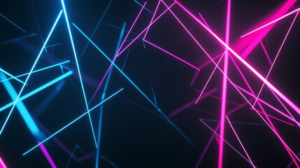 Poster - Captivating blue and pink neon lights intersect to create a dynamic abstract design, perfect for digital art and themes like clubbing and parties
