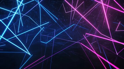 Poster - Blue and pink neon lights are intersecting with each other, creating a sense of movement and energy. The dark background adds to the futuristic feel of the image