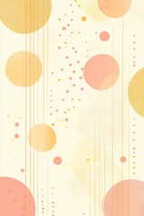 Wall Mural - Abstract background with pastel pink, yellow and orange circles and white lines on a light beige background.