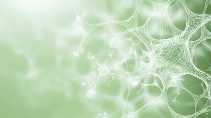 Poster - Abstract green neural network representing a connection between brain cells transferring information with bokeh and copy space