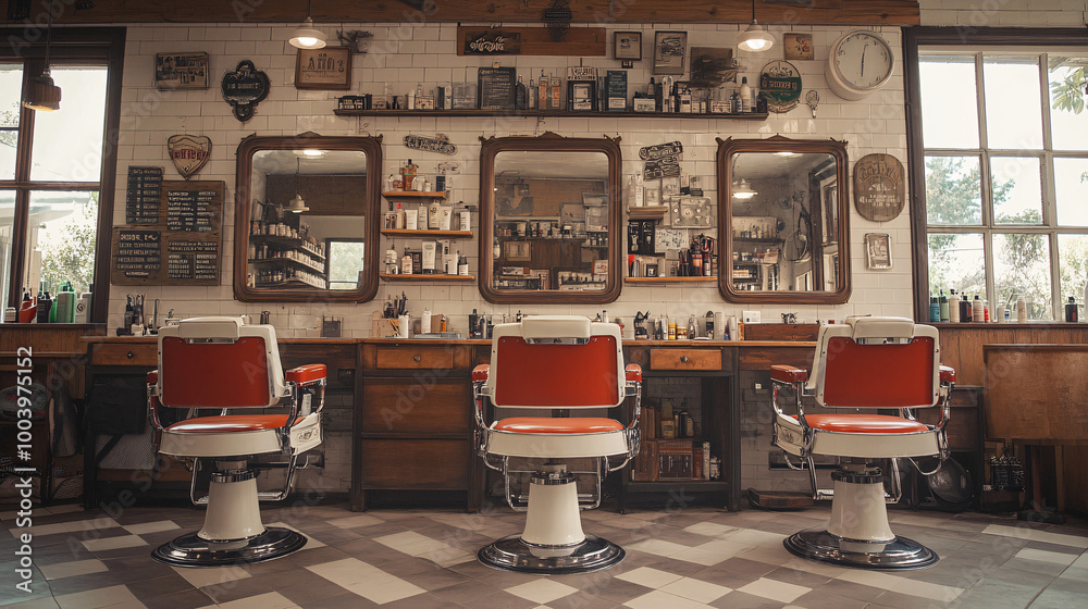 Nostalgic Charm of a 1950s Retro Barber Shop - Vintage Interior with ...