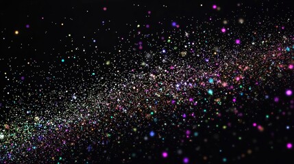Poster - Abstract background with glowing particles swirling on a black background. Great for technology, science, music or party backgrounds