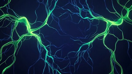 Poster - Abstract 3d neural network with firing signals, perfect for neuroscience and ai projects