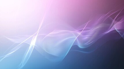 Poster - Soft waves of light flow across a blue and pink gradient background, perfect for tech, communication, or science projects. Ideal for banners, flyers, or social media