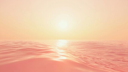 Poster - Gentle waves are rolling on the surface of the ocean, creating a peaceful and serene atmosphere under a warm, golden sun