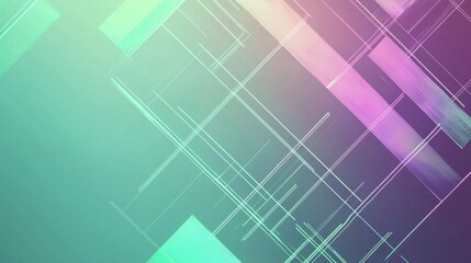 Poster - Geometric shapes are being created by intersecting lines over a gradient background, colored with pastel tones of purple and turquoise