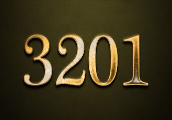 Canvas Print - Old gold effect of 3201 number with 3D glossy style Mockup.