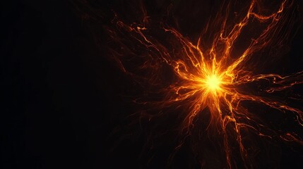Poster - Abstract background with a bright star exploding and releasing hot plasma in the dark universe, creating beautiful flowing energy waves