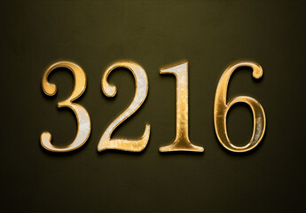 Canvas Print - Old gold effect of 3216 number with 3D glossy style Mockup.