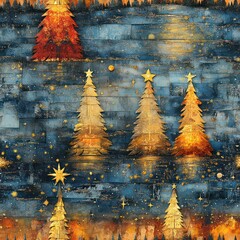 Seamless abstract colorful decorative christmas tree decor pattern